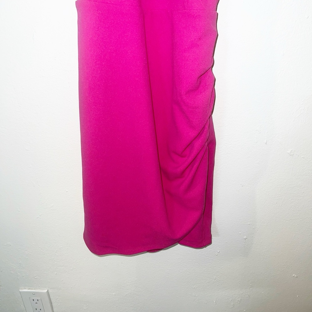 Sincerely Jules hot pink glitter fringe open back high neck mini dress - Picture 3 of 13